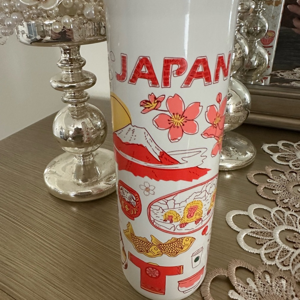 Japan Themed White and Red Tumbler